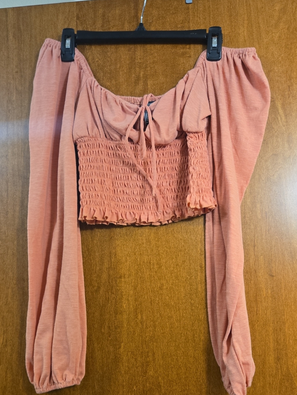 Women's Off-Shoulder Smocked Crop Top - Dusty Rose Size Medium